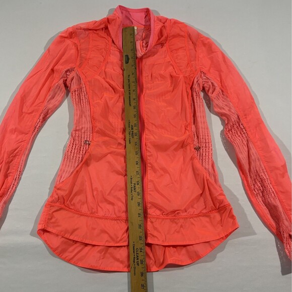 Lululemon Nothing to Hide Jacket Hot Orange Rain Jacket Zip Windbreaker Sz 6 - Picture 7 of 15